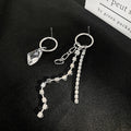 Simple Retro Asymmetric Tassel Shiny Diamond Ear Studs - Norellé