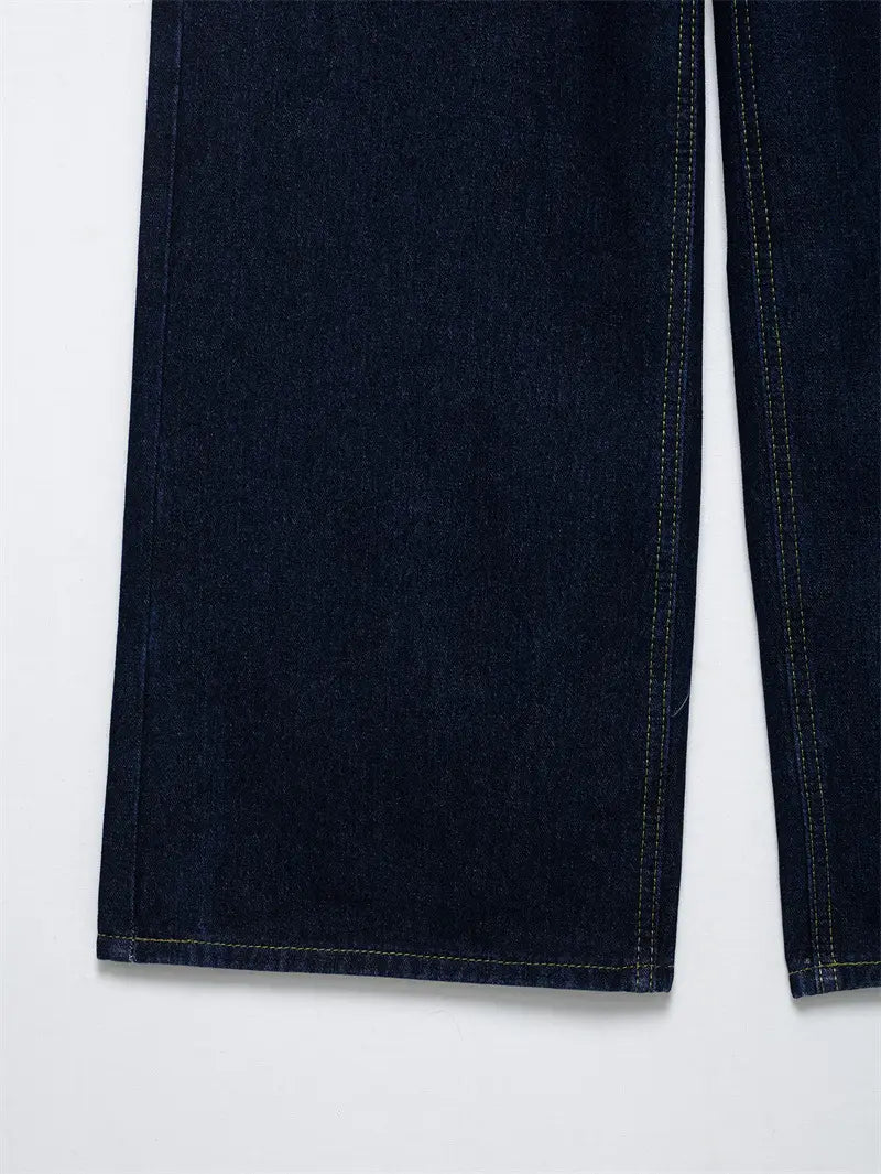 Fashion Loose Blue Denim 2-piece Set Vintage Long Sleeve Shirt Trousers