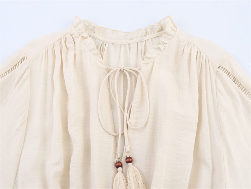 Elegant Slim-fit Wrinkle Effect Long Sleeve V-neck Dress