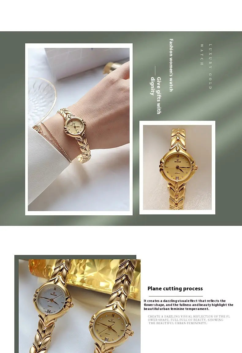 Retro Minority Round Senior Placer Gold Bracelet Women’s All-match Small Watch