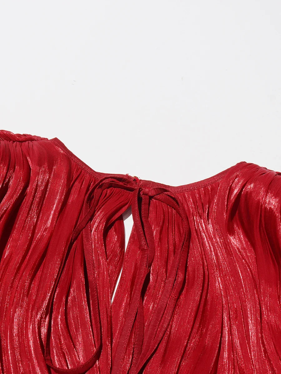 Chic Dresses For Women O Neck Long Sleeve Spliced Lace Up