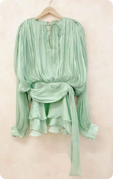 Chic Dresses For Women O Neck Long Sleeve Spliced Lace Up - GREEN / S