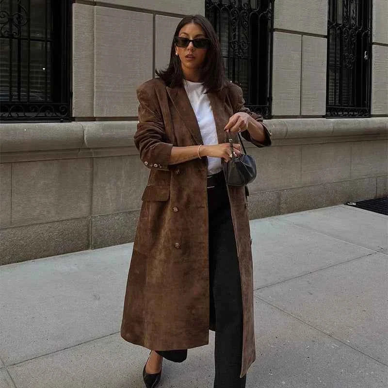 Chic Lapel Double Breasted Lady Oversize Jacket