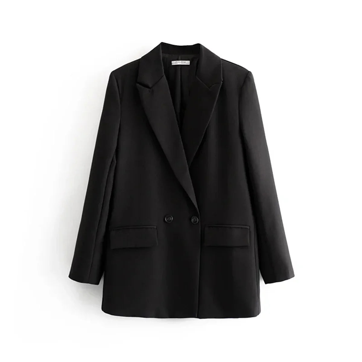 Chic Office Lady Double Breasted Blazer - black / L