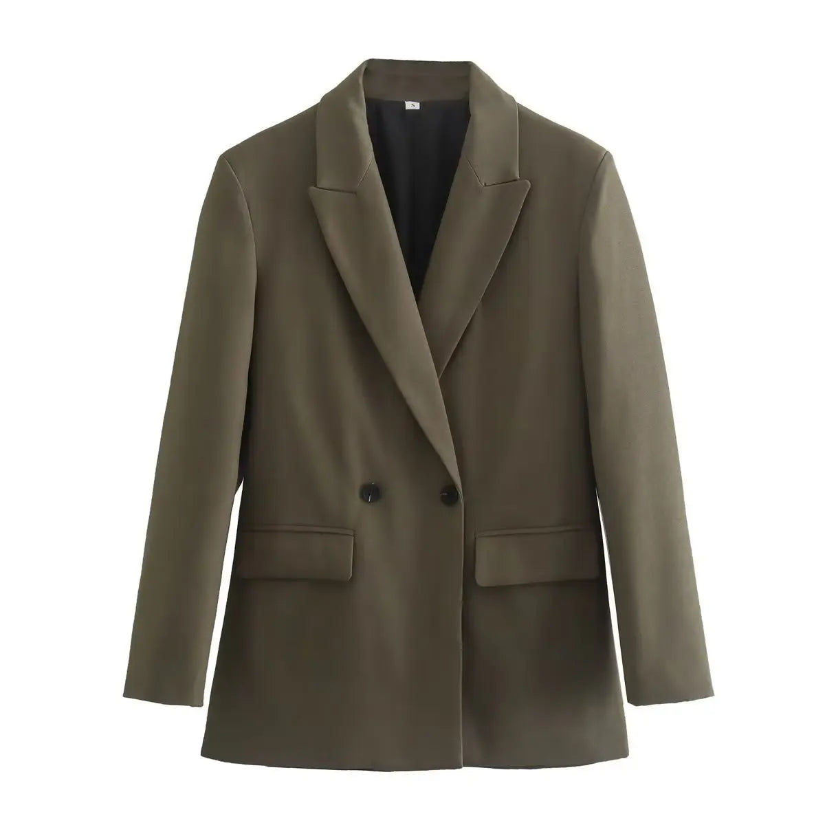 Chic Office Lady Double Breasted Blazer - green / L