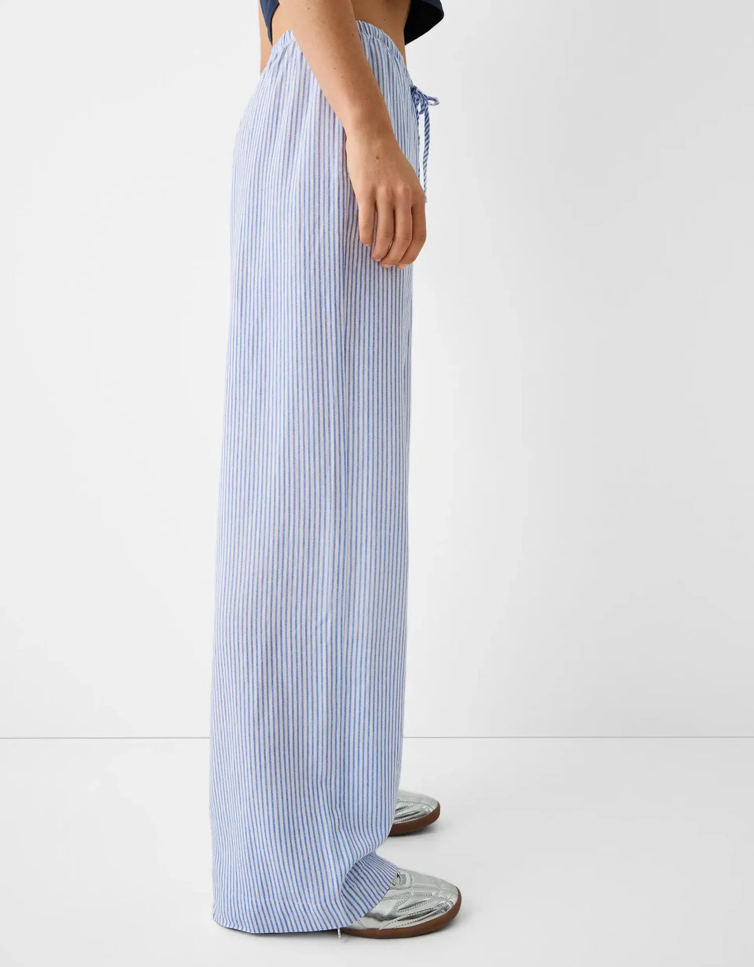Chic Striped Loose Pants Women’s - blue / L