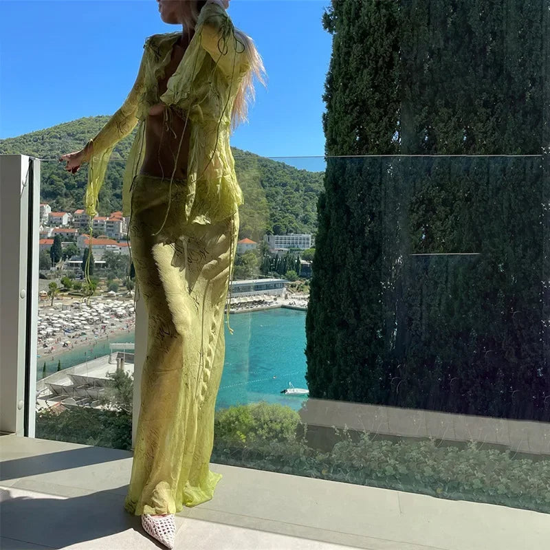 Chic Women 2 Piece Long Skirt Sets