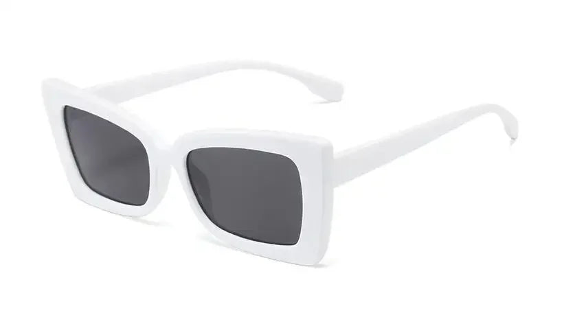 Classic Retro Square Sunglasses Women - white black / As shown