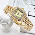 Classic Retro Square Waterproof Women’s Diamond-embedded Watch - 35 Gold Surface With Diamond - electronic accessories