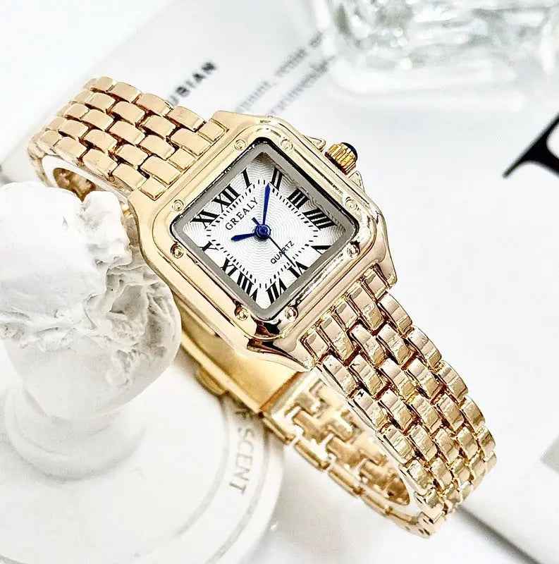 Classic Retro Square Waterproof Women’s Diamond-embedded Watch - electronic accessories