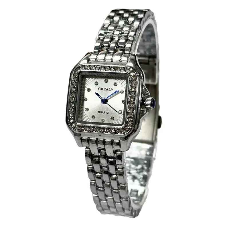 Classic Retro Square Waterproof Women’s Diamond-embedded Watch - electronic accessories