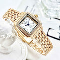 Classic Retro Square Waterproof Women’s Diamond-embedded Watch - Gold Diamond Surface - electronic accessories
