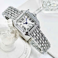 Classic Retro Square Waterproof Women’s Diamond-embedded Watch - Silver White Noodles - electronic accessories