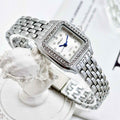Classic Retro Square Waterproof Women’s Diamond-embedded Watch - Silver Drill Surface - electronic accessories