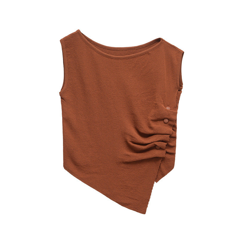 Classic Slim-fit Sleeveless Asymmetric Sweater - Other