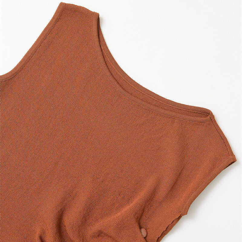 Classic Slim-fit Sleeveless Asymmetric Sweater - Other