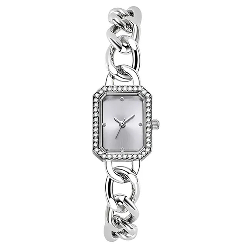 Classic Style Rectangular Women’s Quartz Watch - Silver White - electronic accessories