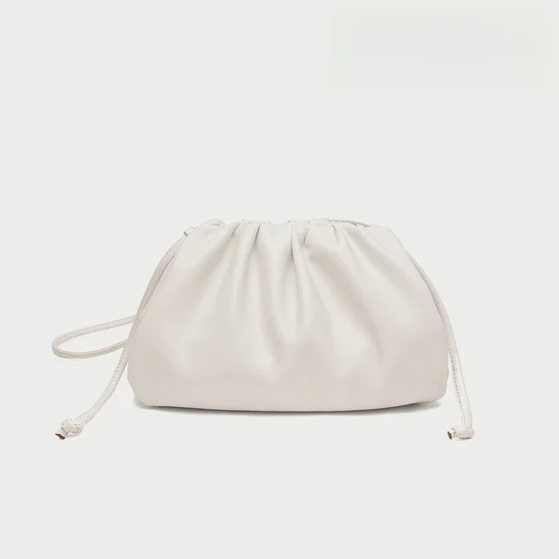 Cloud-patterned Ruffles Women’s Underarm Bag - Large size creamy-white