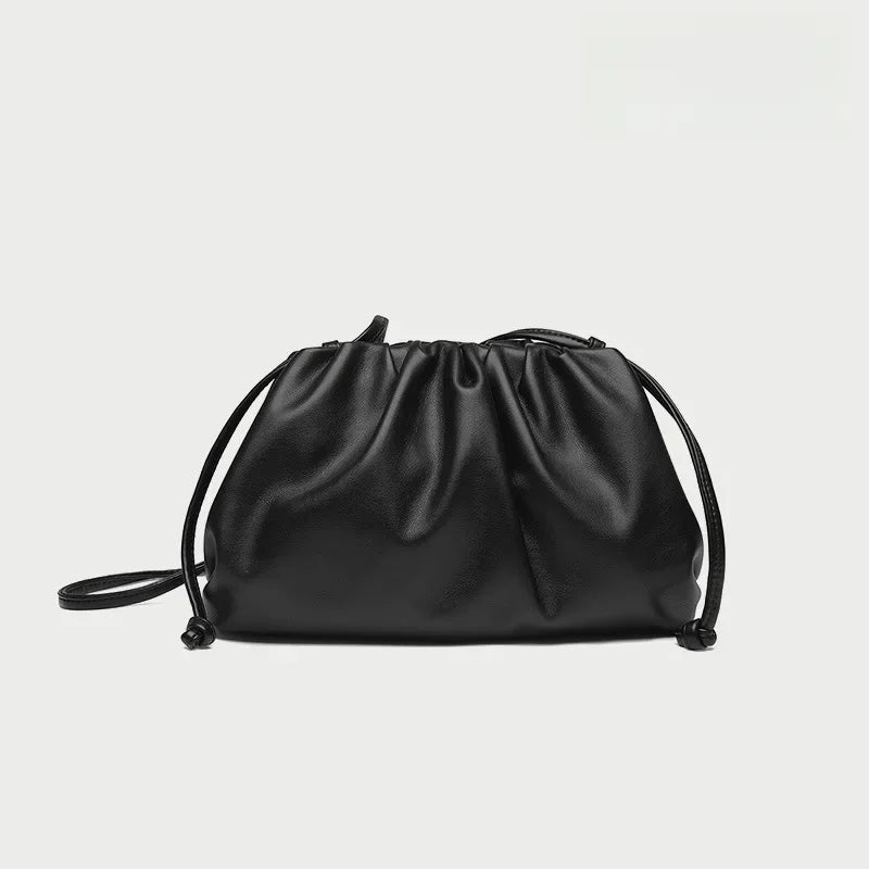 Cloud-patterned Ruffles Women’s Underarm Bag - Large Size in Black