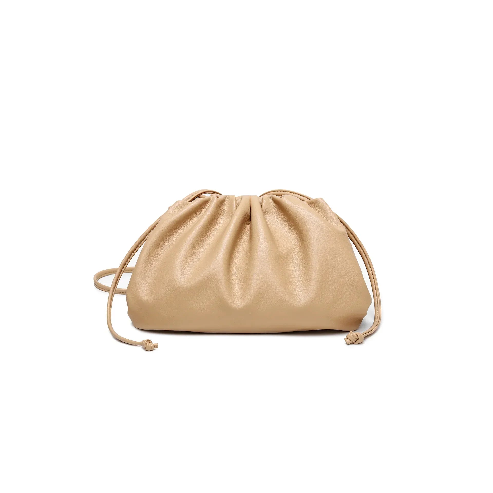 Cloud-patterned Ruffles Women’s Underarm Bag - Small size milk tea color