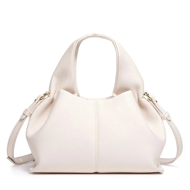 Cloud Shaped Handbag Single Shoulder Crossbody Soft PU Leather - 25*15 * 13cm / Milky White