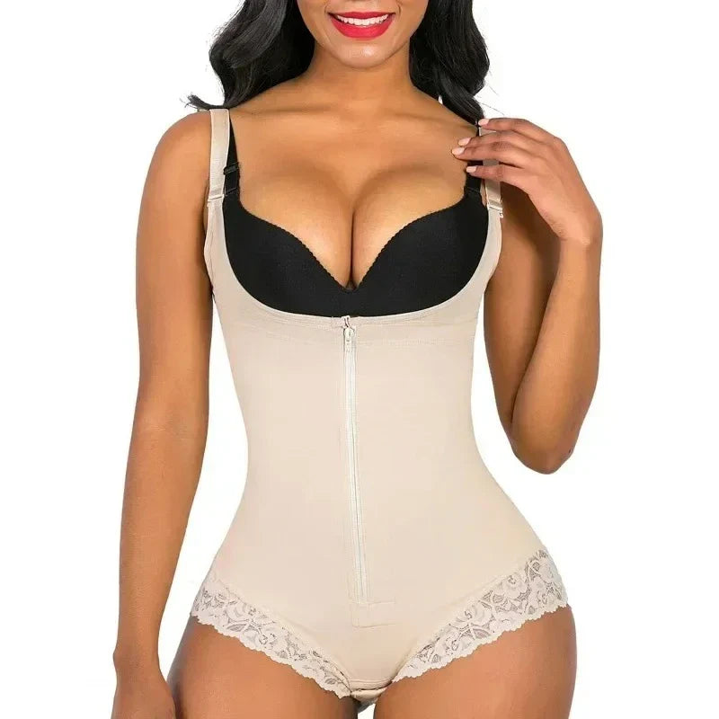 Colombian Waist Trainer for Women High Compression Body Shaper - Beige / XL