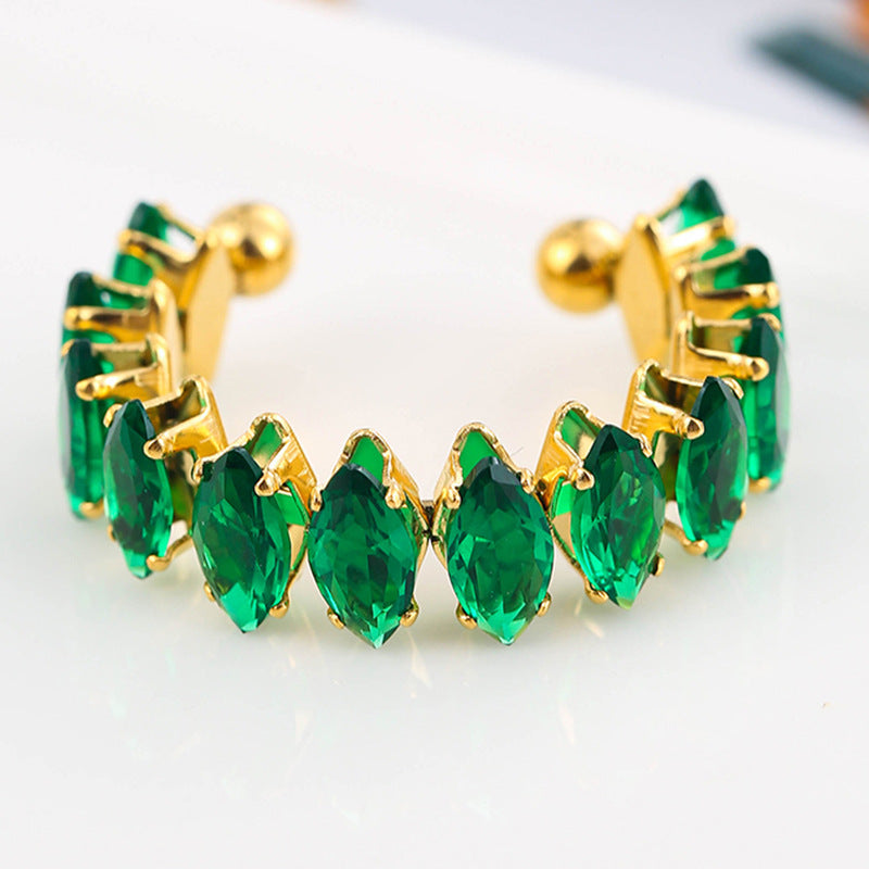 Color Zircon Ins Fashion Ring For Women - Green / Adjustable Opening - electronic accessories
