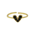 Color Zirconium Love Women’s Ring - Black / Adjustable Opening - electronic accessories