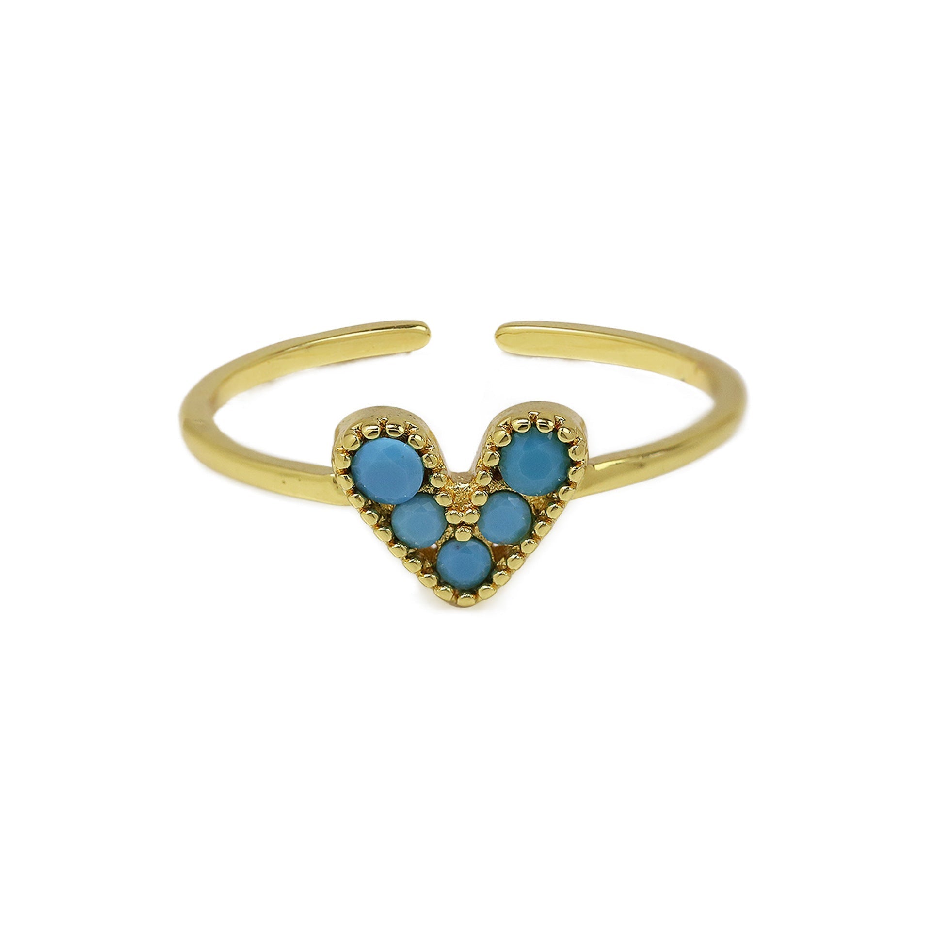 Color Zirconium Love Women’s Ring - Turquoise / Adjustable Opening - electronic accessories