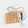 Colored Acrylic Bead Hand Woven Bag - Orange