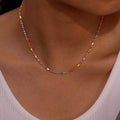 Colored Niche Beads Stainless Steel Lip Chain Necklace - electronic accessories