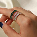Colorful Jewelry Copper Cubic Zirconia Oval Rings