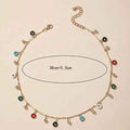 Colorful Oil Round Circle Tassel Single Layer Necklace - Gold - electronic accessories