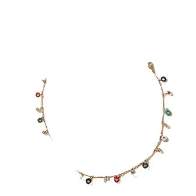 Colorful Oil Round Circle Tassel Single Layer Necklace - Gold - electronic accessories