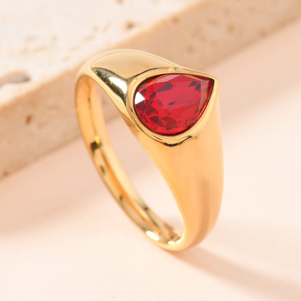 Colorful Rhinestone Rings Teardrop-shaped Ring - Red / No 10 - electronic accessories