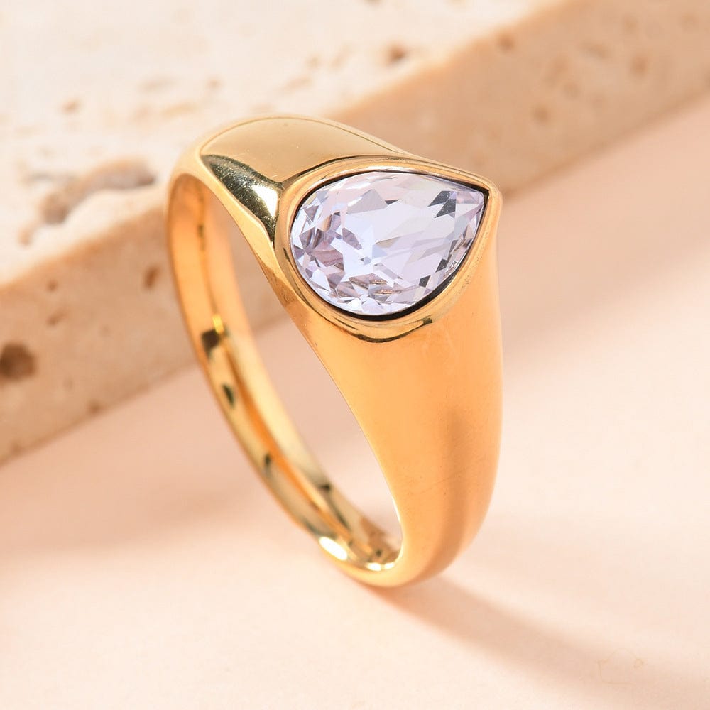 Colorful Rhinestone Rings Teardrop-shaped Ring - Transparent Light Purple / No 10 - electronic accessories