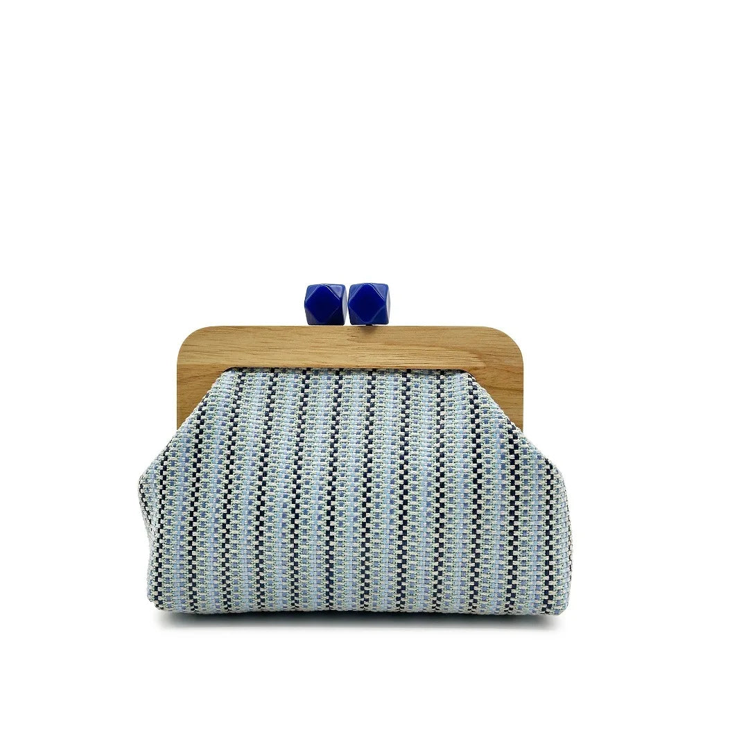 Colorful Striped PP Straw Clucth Bag for Women - Blue