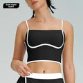 Contrast Color Fast-drying Sports Vest Women’s Fitness High Elastic Yoga Clothes - Dark night black-top / L