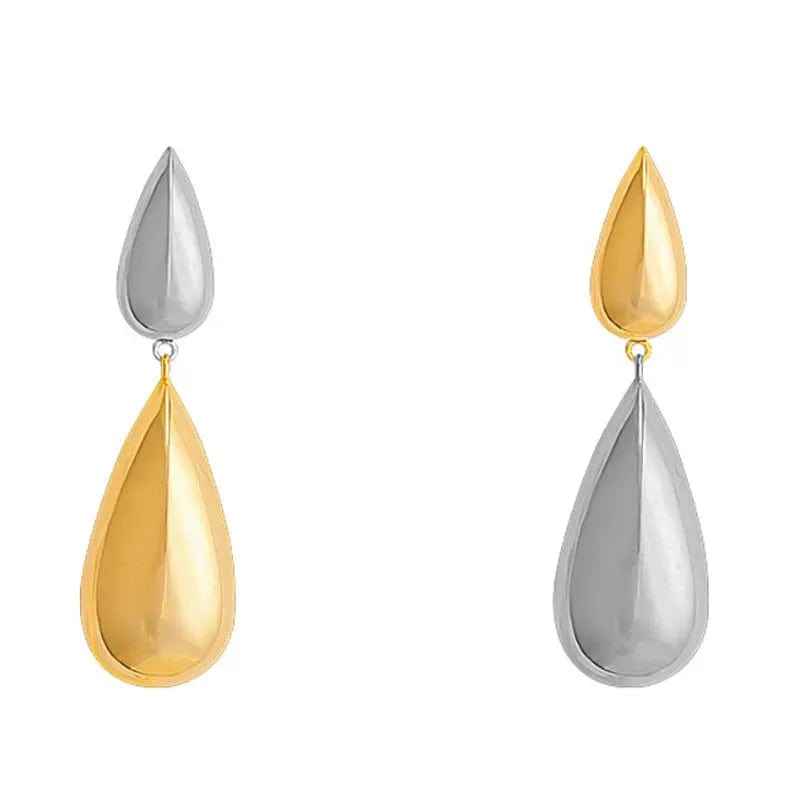 Contrast Color Glossy Water Drop Asymmetric Earrings - Norellé