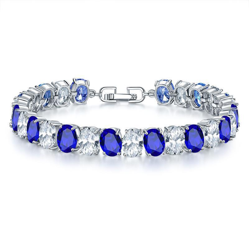 Copper Plating Inlaid Zircon Bracelet - Platinum Dark Blue 068 - electronic accessories