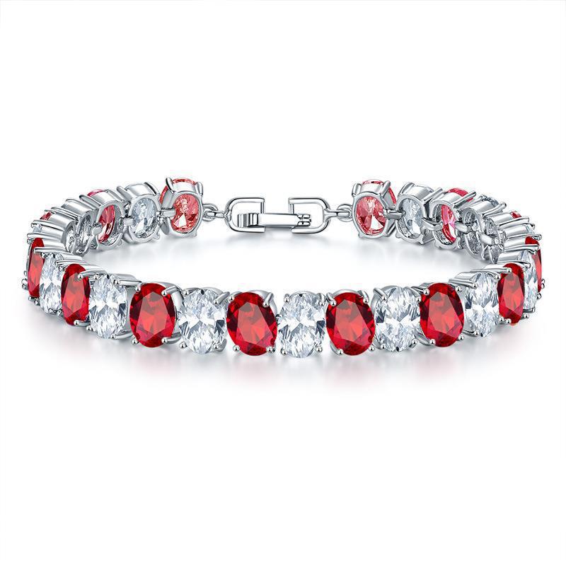 Copper Plating Inlaid Zircon Bracelet - Platinum Red Diamond 068 - electronic accessories