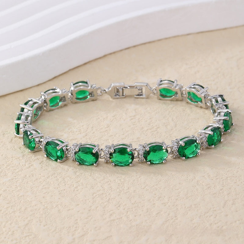 Copper Plating Inlaid Zircon Bracelet - White K Green 331 - electronic accessories