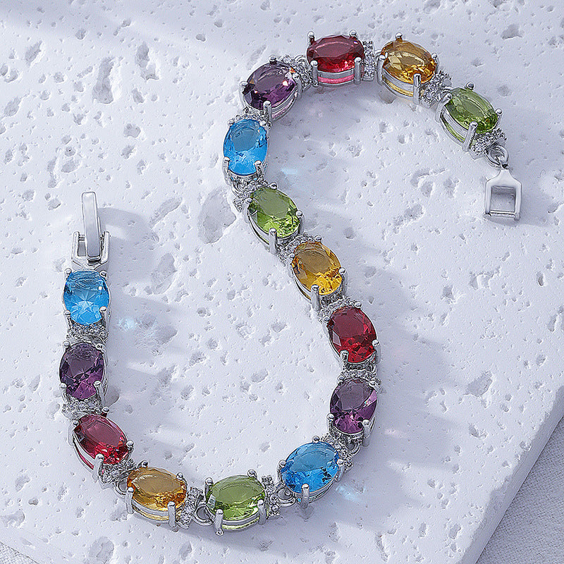 Copper Plating Inlaid Zircon Bracelet - White K Mixed Color 331 - electronic accessories