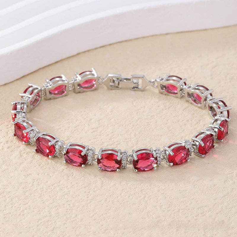 Copper Plating Inlaid Zircon Bracelet - White K Red 331 - electronic accessories