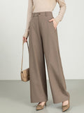 Cotton And Linen High Waist Suit Straight Wide-leg Pants - Beige Red / L - Other