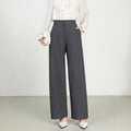 Cotton And Linen High Waist Suit Straight Wide-leg Pants - Other