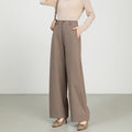 Cotton And Linen High Waist Suit Straight Wide-leg Pants - Other