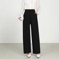 Cotton And Linen High Waist Suit Straight Wide-leg Pants - Other