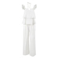 Cotton And Linen V-neck Backless Lace-up Top High Waist Casual Trousers Suit - Other
