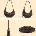 Cowhide Genuine Leather Half Moon Shoulder Bag